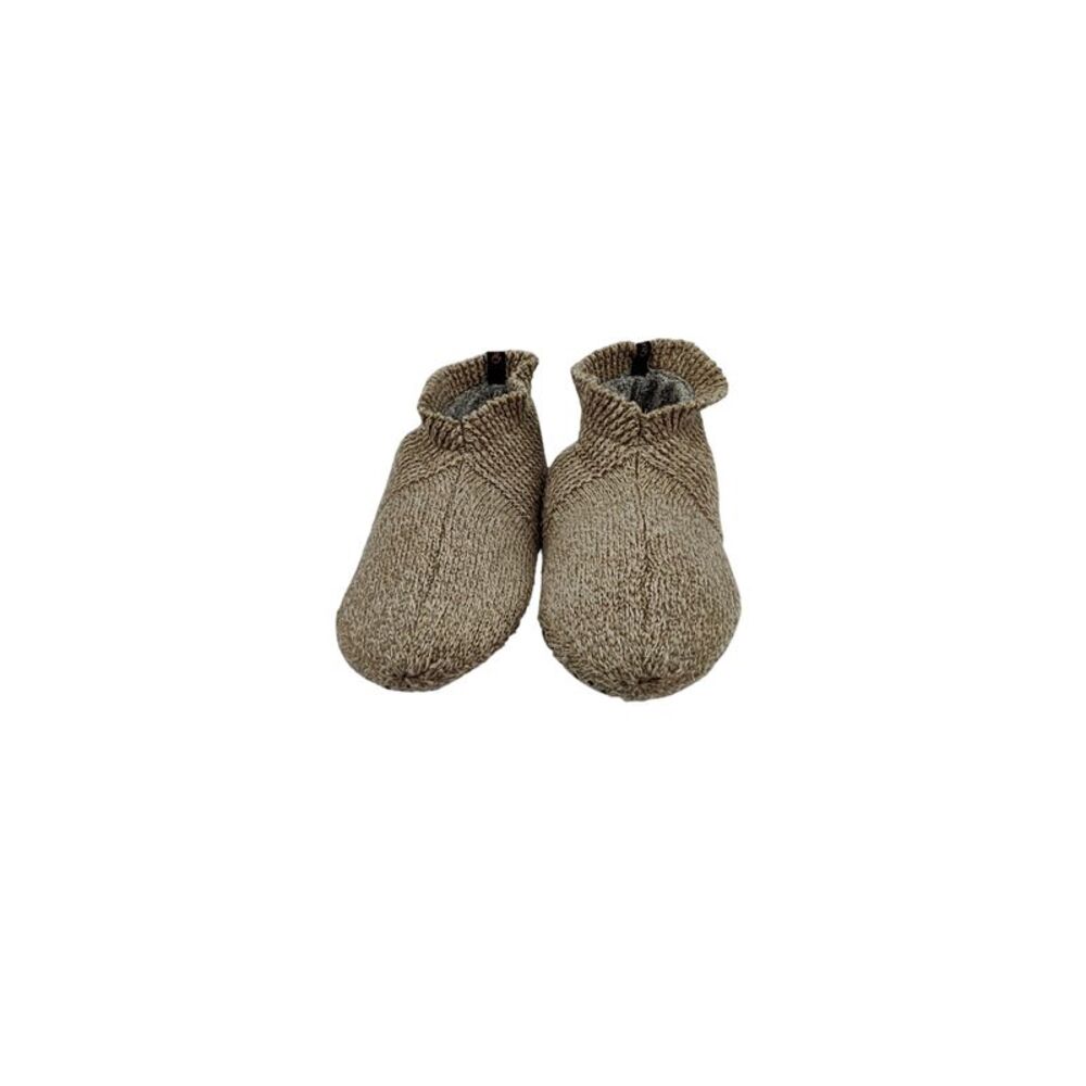 Quince Fleece Lined Gripper Slippers Tan Shoes One Size